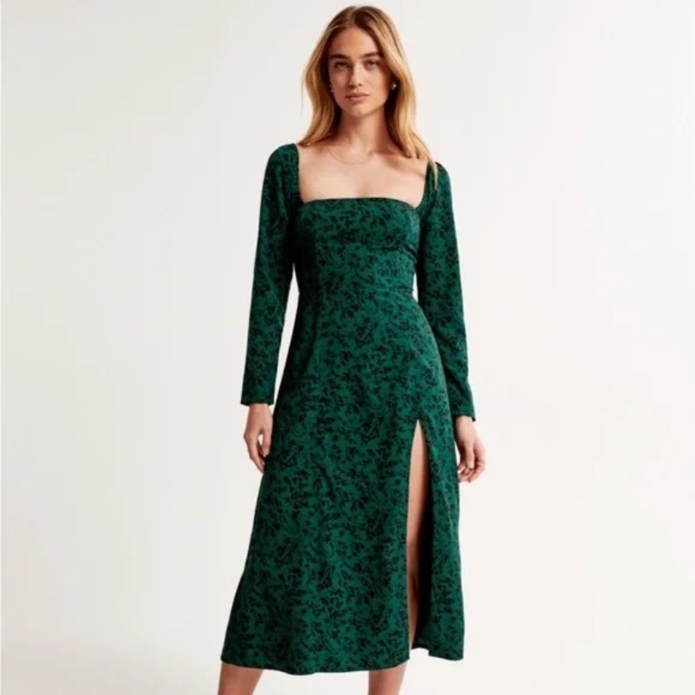 Abercrombie & Fitch Dark Green Long Sleeve Dress